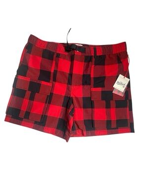 Woolrich Red and Black Buffalo Plaid Cargo Shorts